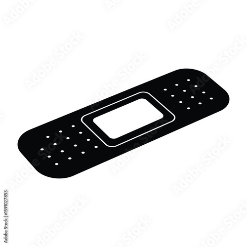 A black and white illustration of a single adhesive bandage