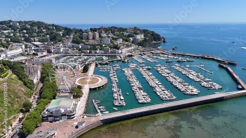Aerial view of Torquay Marina in Torquay town on the English Channel in Devon, south west England