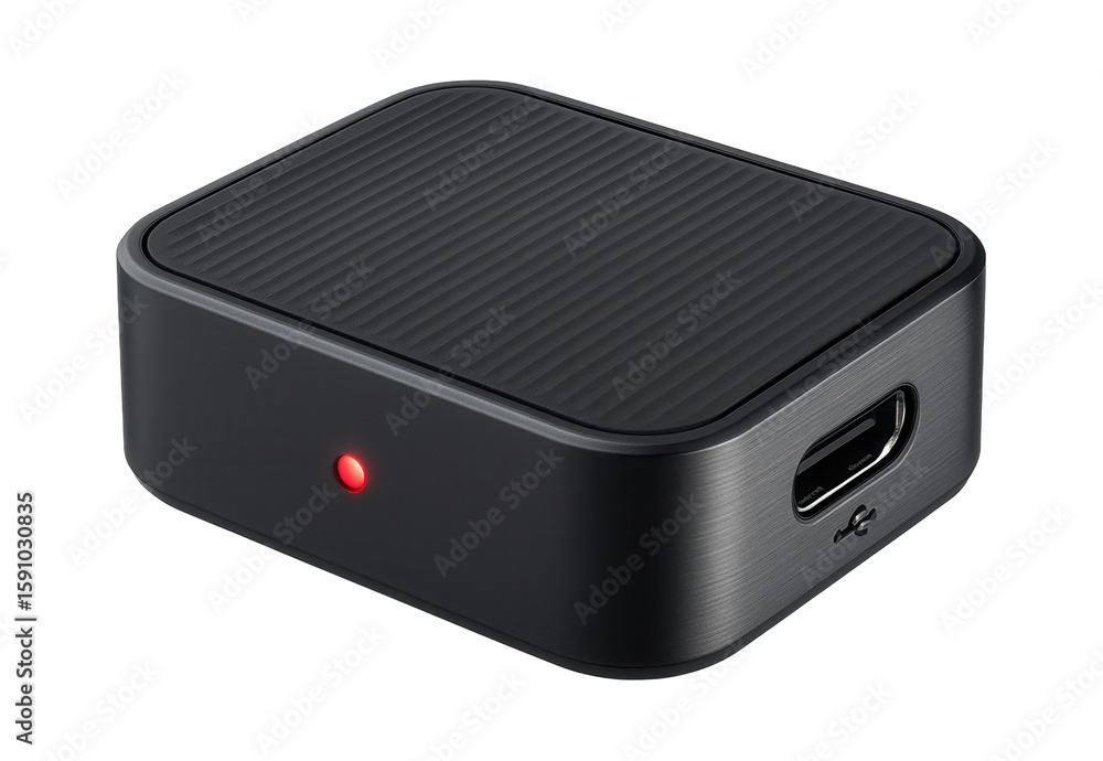 Obraz premium Compact Bluetooth audio receiver with built-in battery and micro USB charging port