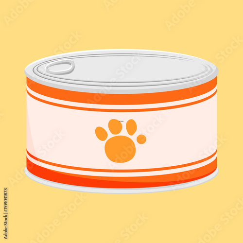 Cat Food Can Simple flat illustration, minimalist design vector