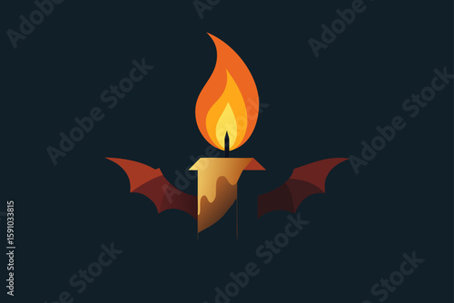 Single Candle in Dark Room with Glowing Eyes