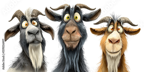Cartoon rendition of three goats