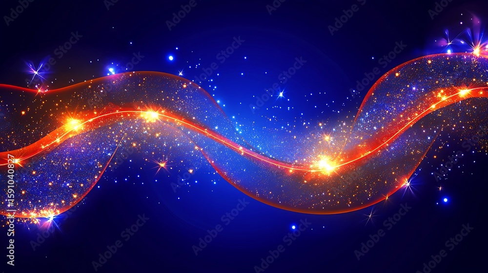 Obraz premium Abstract wavy design with glowing particles