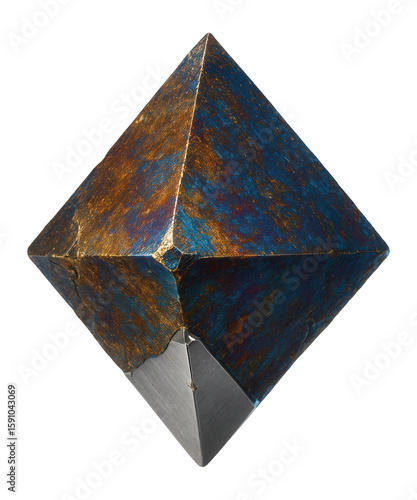 Tetrahedral chalcopyrite crystal with iridescent tarnish