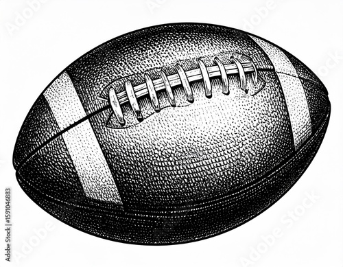 Detailed pen-and-ink drawing of a football