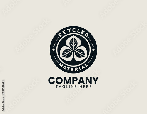 Recycled material emblem vector logo design