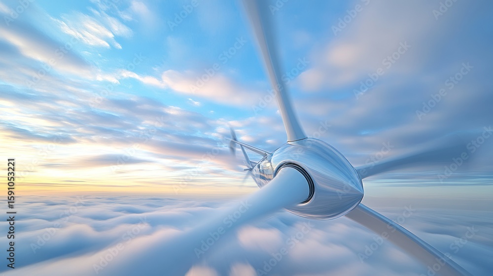 Propeller Aircraft Above the Clouds at Dawn Propeller Aircraft Above the Clouds at Dawn