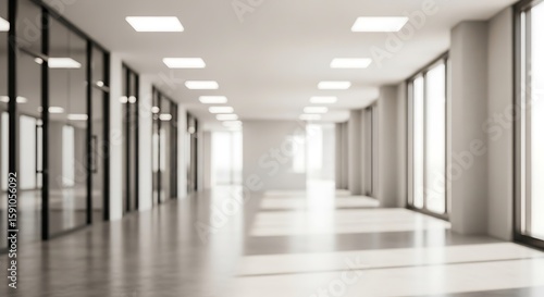 Wallpaper Mural Blurred office corridor with glass walls and natural light creating a modern and clean Torontodigital.ca