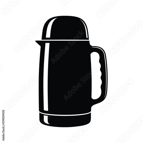 A black thermos isolated on white background, ideal for keeping beverages at the right temperature