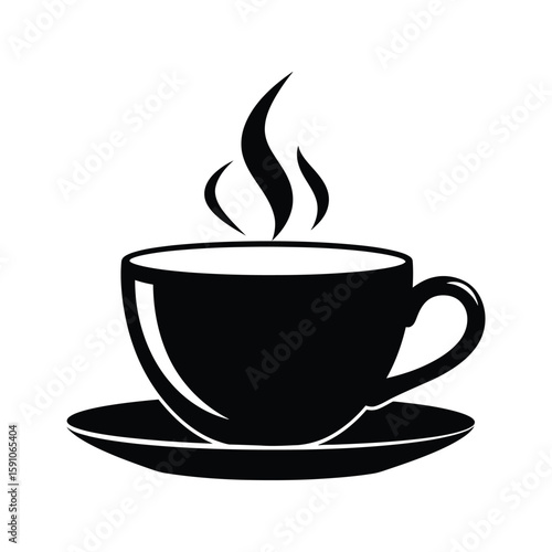 A steaming cup of coffee sits on a saucer, isolated on white background, inviting a moment of relaxation and warmth