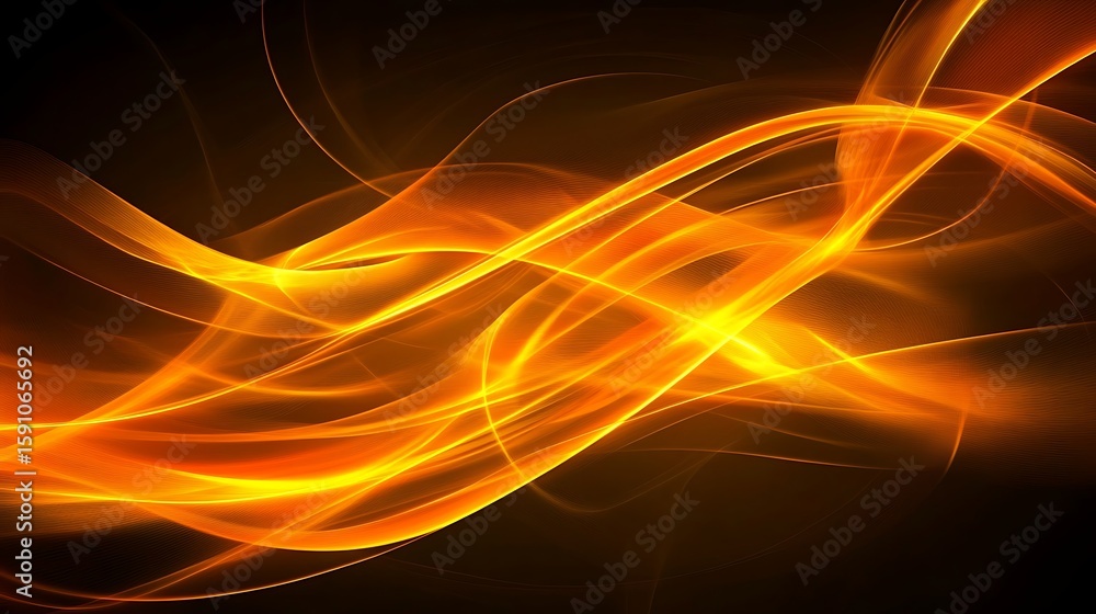Fototapeta premium Abstract orange flowing lines on dark background