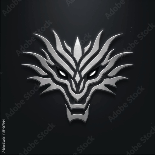 Sleek Silver Wolf Emblem: A stylized silver wolf's head emblem against a dark background, symbolizing strength, power, and primal energy. It's a striking visual for branding, design.