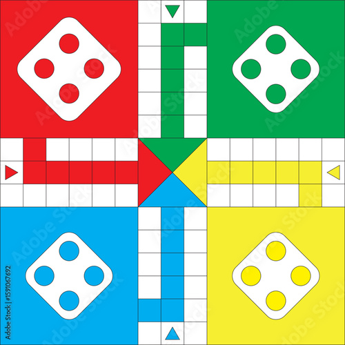 Vector illustration of a Ludo King board game