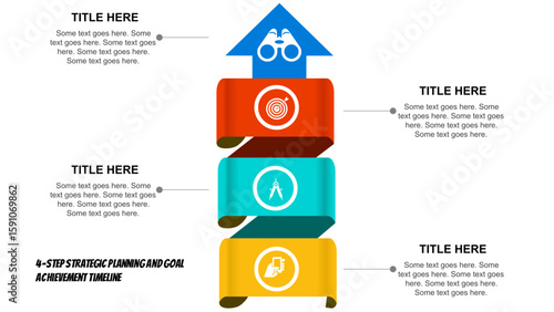 4-Step Vertical Arrow Infographic PowerPoint Template – Milestone Journey, Business Planning, Strategy Timeline Diagram for Presentations.