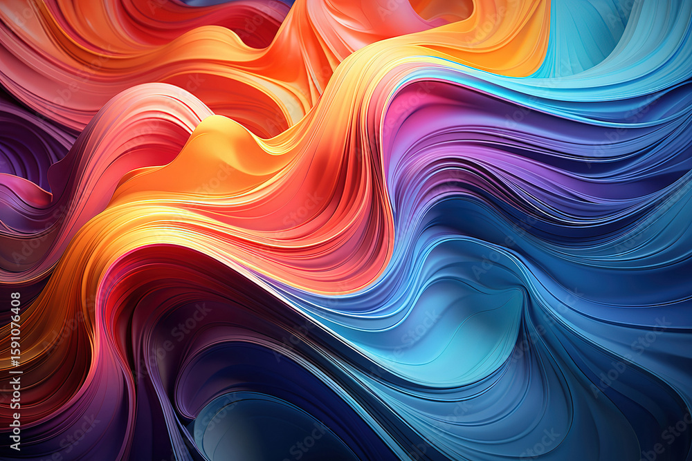 Fototapeta premium Dynamic abstract fractal background with detailed swirling shapes and bold colors