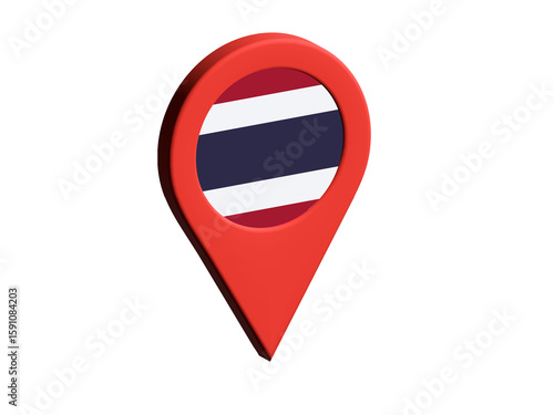 The flag of Thailand, The flag of Thailand in location icon, mockup of Thailand flag
