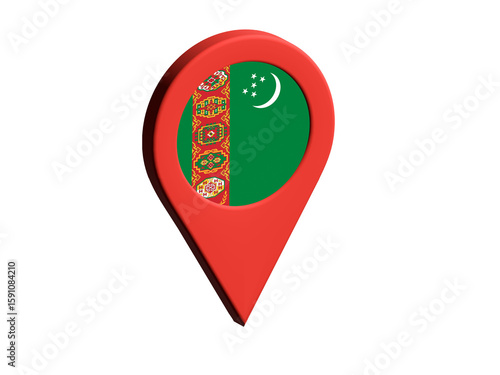 The flag of Turkmenistan, The flag of Turkmenistan in location icon, mockup of Turkmenistan flag