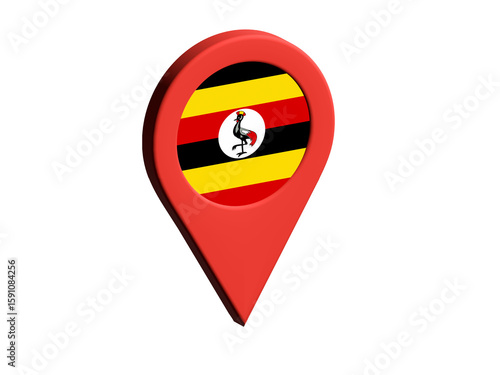 The flag of Uganda, The flag of Uganda in location icon, mockup of Uganda flag