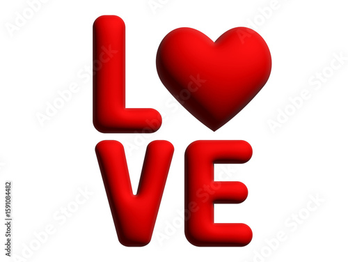 Love text effect 3d inflated. Vibrant 'Love' Sign on a White Backdrop