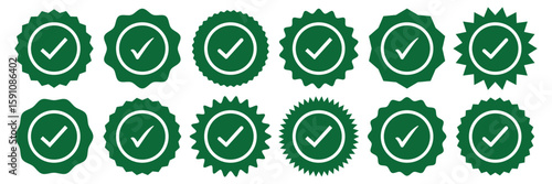 Green checkmark, green tick, check mark icon button set. tick mark with checkbox icon. Vector illustration on white background. Tick symbol in green color. checkmark illustration.