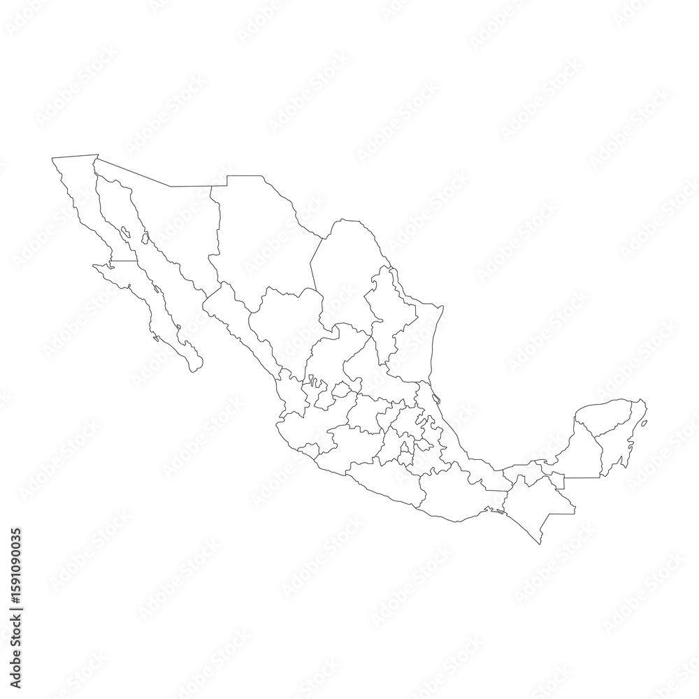 Naklejka premium Illustration vector graphic outline map of the mexico.