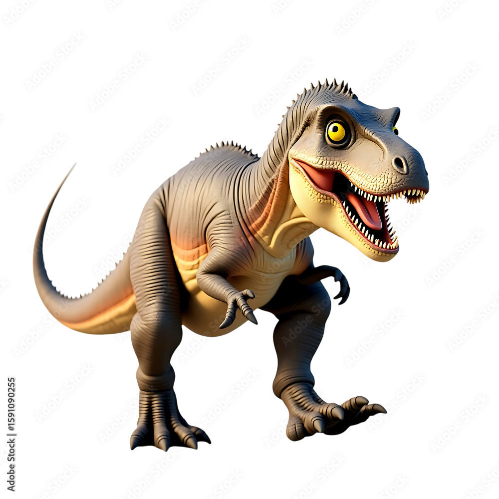 Fototapeta premium Realistic dinosaur t rex illustration, ancient reptile predator, jurassic era animal, isolated image on transparent background