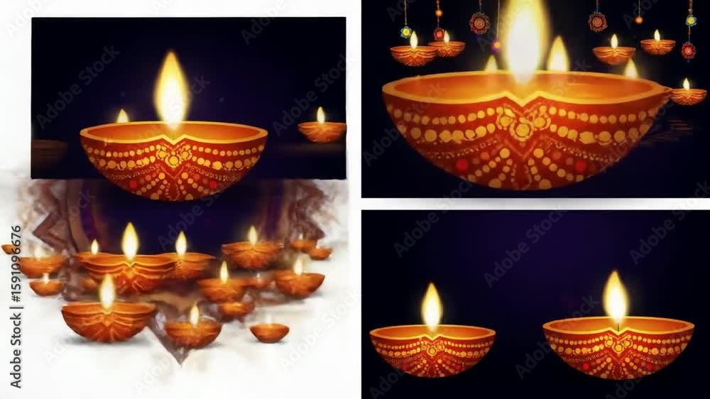 Happy Diwali, Festival of lights ,Vector illustration and Beautiful greeting card for celebration of shubh deepawali