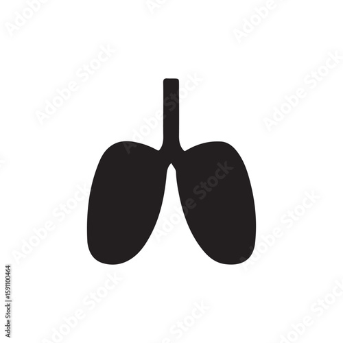 Lung Health Simple Black Lung Silhouette for Respiratory Wellness and Graphic Design Needs
