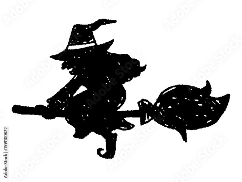 手描きの魔女のシルエット