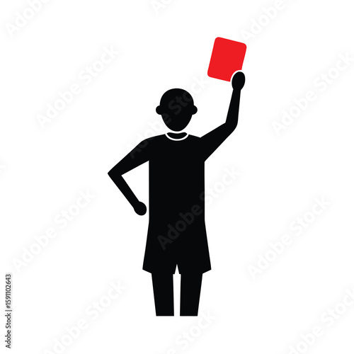 Illustration of a sports referee holding up a red card signifying a penalty or expulsion