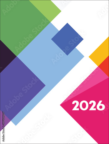 Free Download Vector illustration of colorful 2026 book or file cover template - GFXLoad