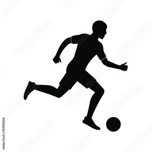 Dynamic sports illustration of a soccer player sprinting with the ball in action