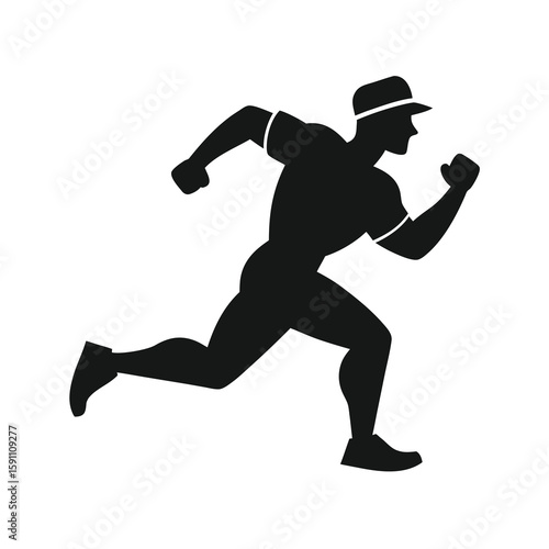 Dynamic baseball player in motion running towards a base with arms pumping energetically
