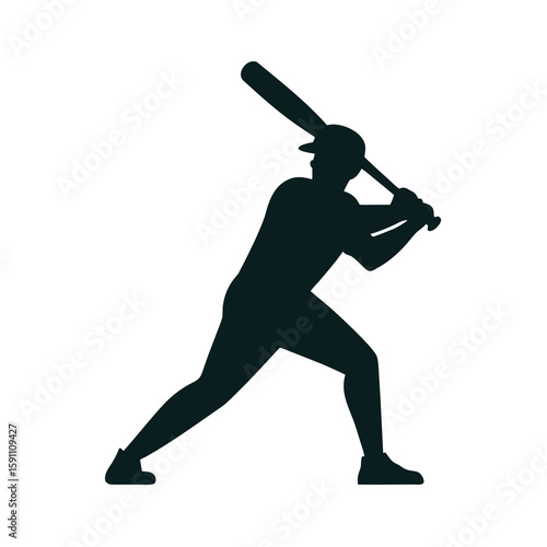 Dynamic baseball hitter in mid swing with bat cocked ready to strike