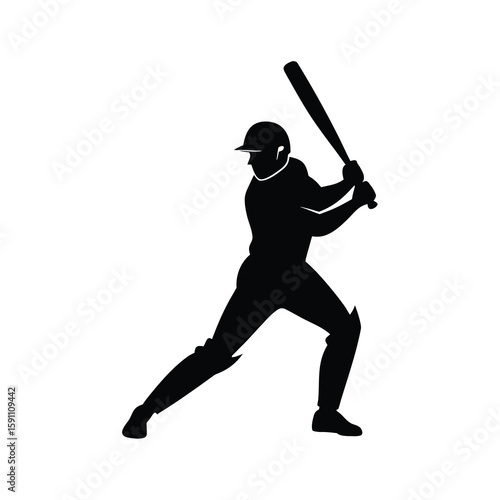 Dynamic illustration of a cricket batsman defending a ball with an angled bat in action