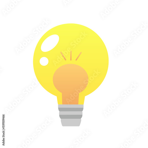 フラットなデザインの電球のイラスト
