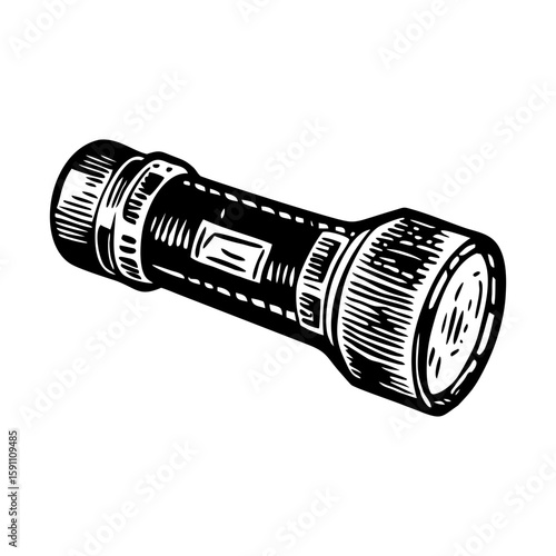 A vintage style illustration showing flashlight