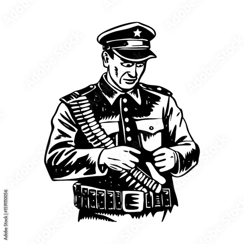 A glyph style illustration depicting ammo belt