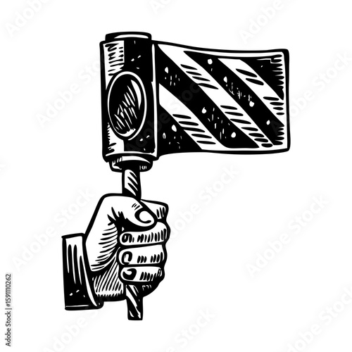 A vintage style illustration showing signal semaphore