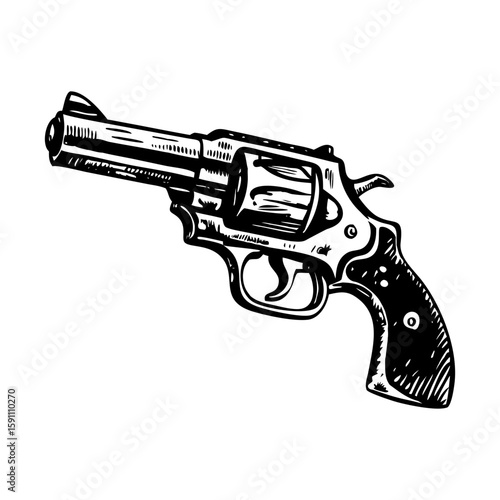 A glyph style illustration depicting revolver