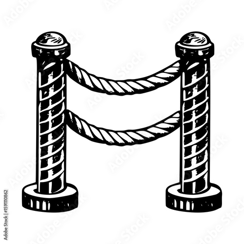 A vintage style illustration showing barricade