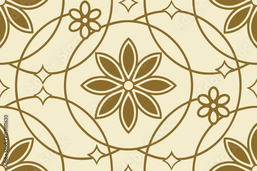 Golden floral pattern on cream ornamental