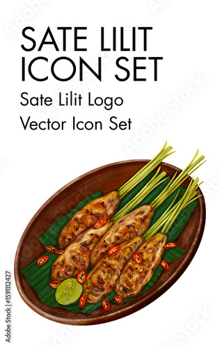 Sate lilit logo vector Icon set