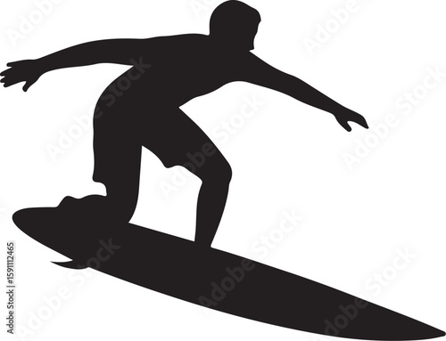 Surfing Action Pose Black and White

