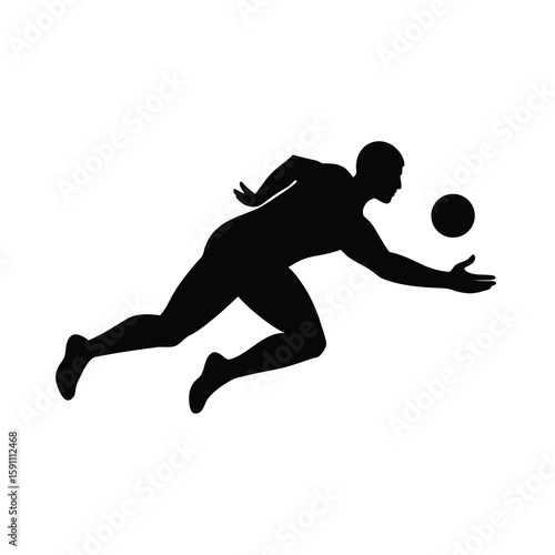Dynamic illustration of an athlete diving forward with one arm extended in a competitive sports action pose