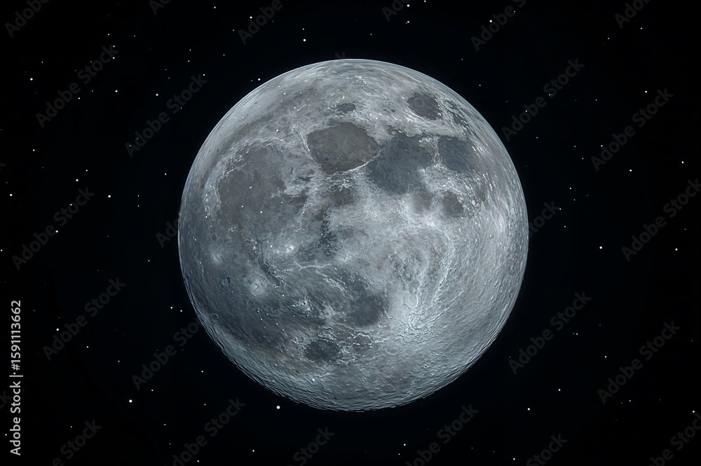 Obraz premium A detailed view of the moon with visible craters and a starry black background in outer space