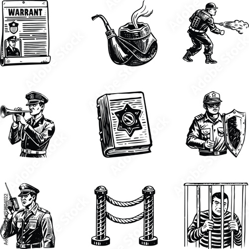 Pack of Cop Art Vintage Style Illustrations 

