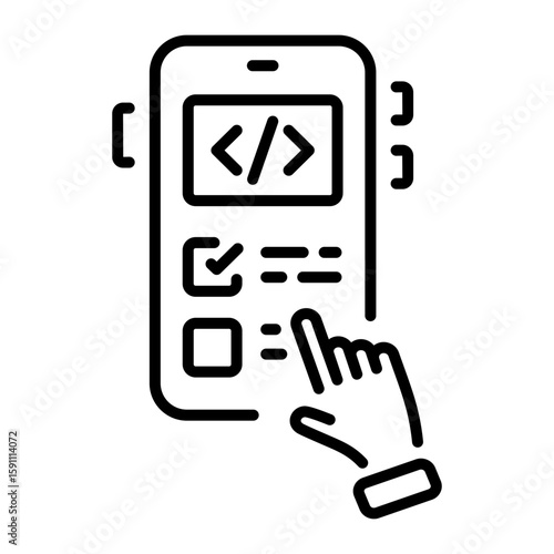 A line style icon showing app testing
