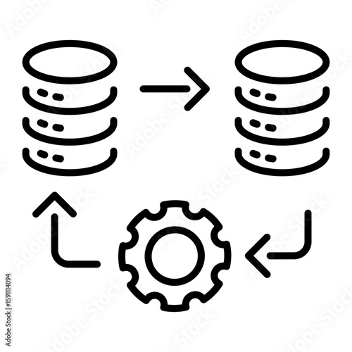 A linear style icon representing database migration