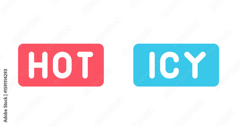 Hot and Icy Temperature Icons: Minimalist Flat Design, Vector Graphic Hot and Icy Temperature Icons: Minimalist Flat Design, Vector Graphic